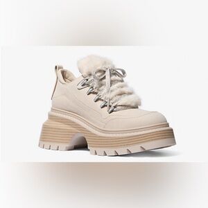 Michael Kors Shiloh Bootie Bone Platform Boots Real Leather Size U.S. 8.5 NWT